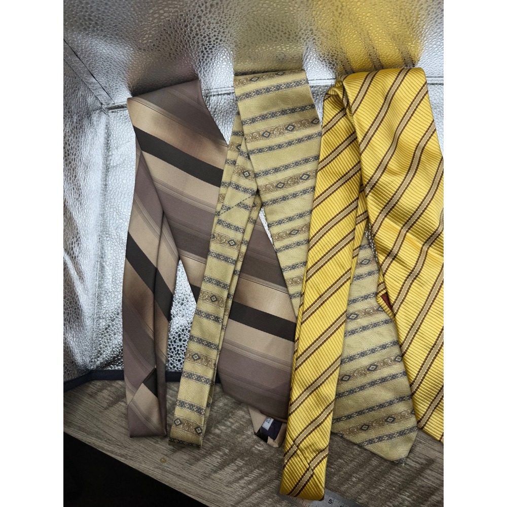 Lot of 3 Mens Ties Towncraft Geoffrey Beene Cotton & Cotton Silk Blend Striped